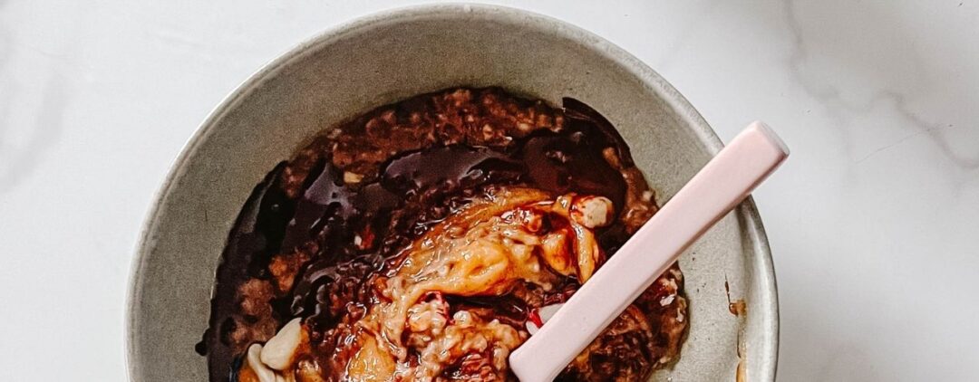 snickers porridge vegan glutenfrei rezept